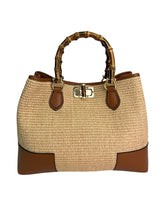 Annalisa - Borsa a Mano in Rafia e Pelle con Manici in Bambù – Eleganza Artigianale Made in Italy